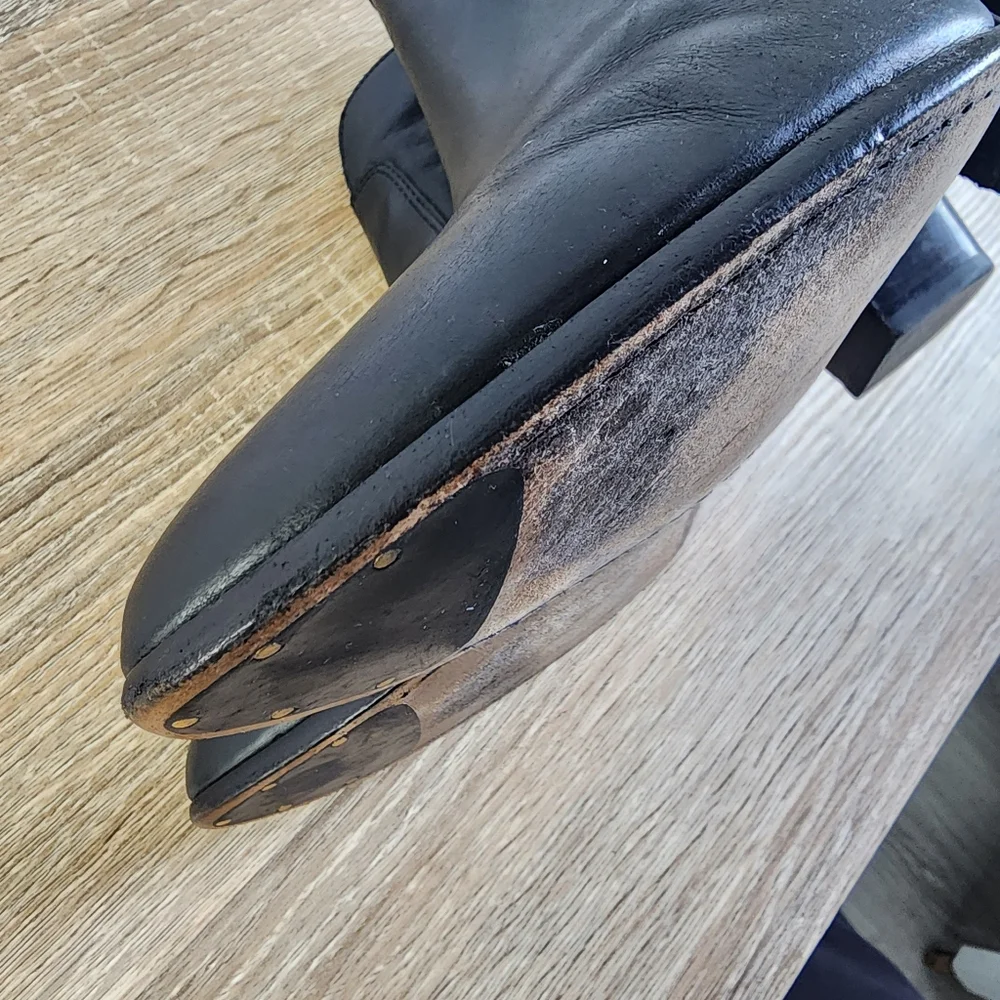 FRYE Black Leather Ankle Zip Boots 10 M
